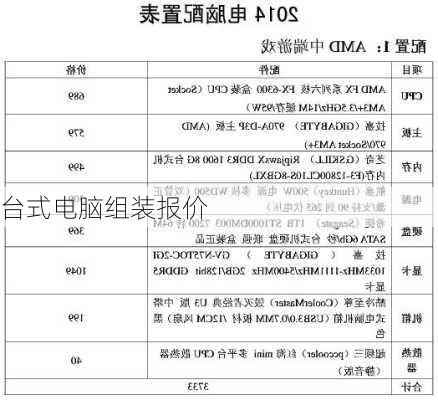 台式电脑组装报价