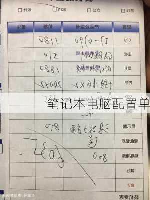 笔记本电脑配置单