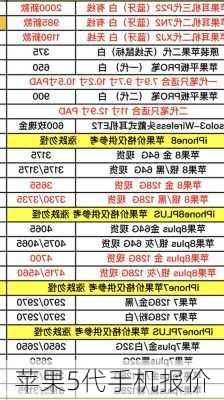 苹果5代手机报价