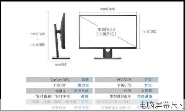 电脑屏幕尺寸