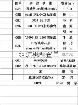 组装机配置单