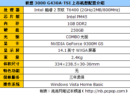 联想g430配置