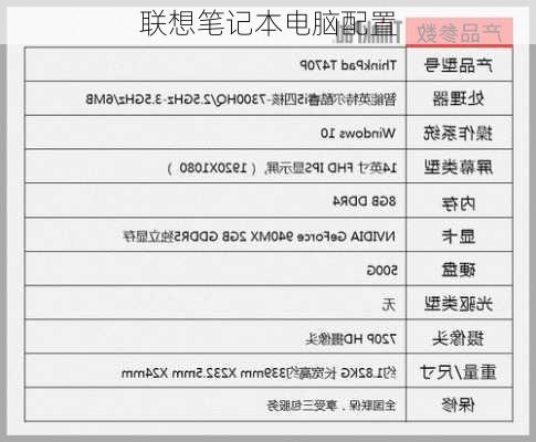 联想笔记本电脑配置