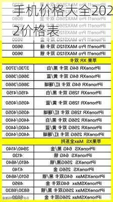 手机价格大全2022价格表