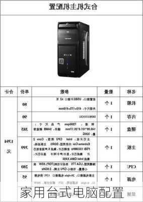 家用台式电脑配置