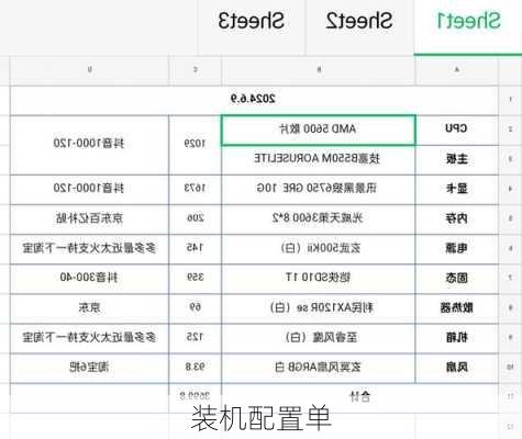 装机配置单